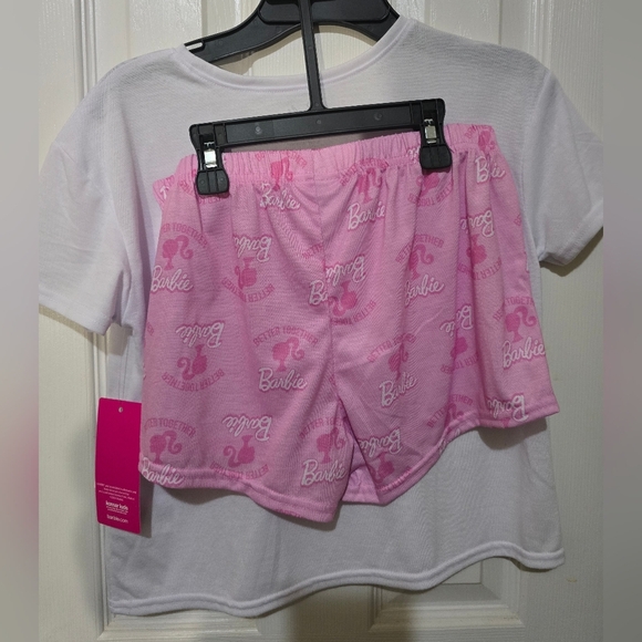 Barbie Pink and White Pajama Set with Graphic Design - Picture 2 of 2